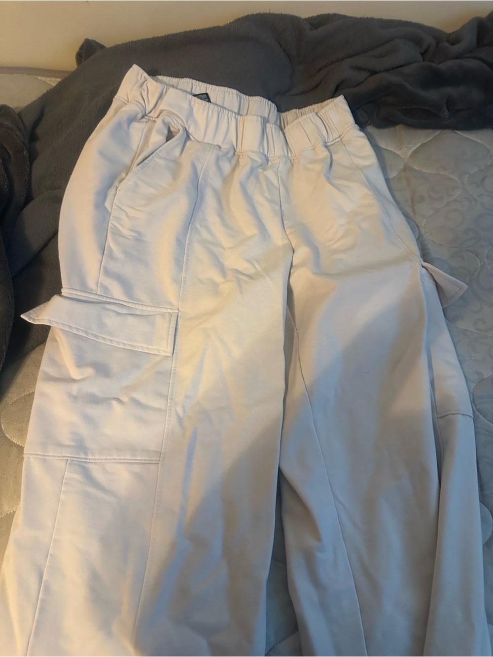 Men's Light Beige Cargo Pants with Elastic Waist